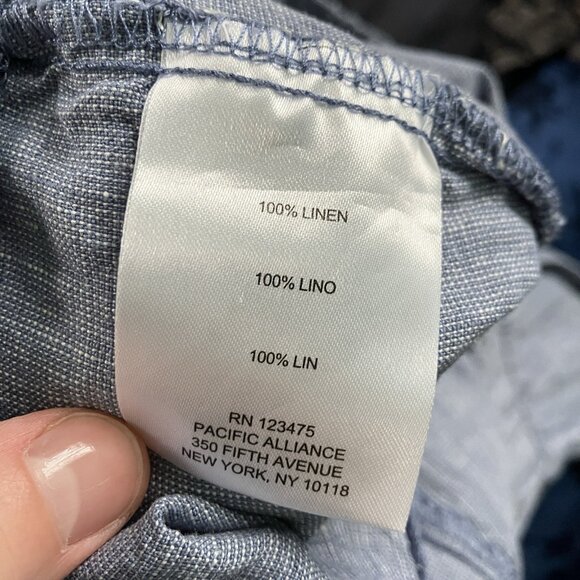 Ellen Tracy Linen Capri Pants Womens M Cropped Summer Coastal Boho Blue - Picture 6 of 9